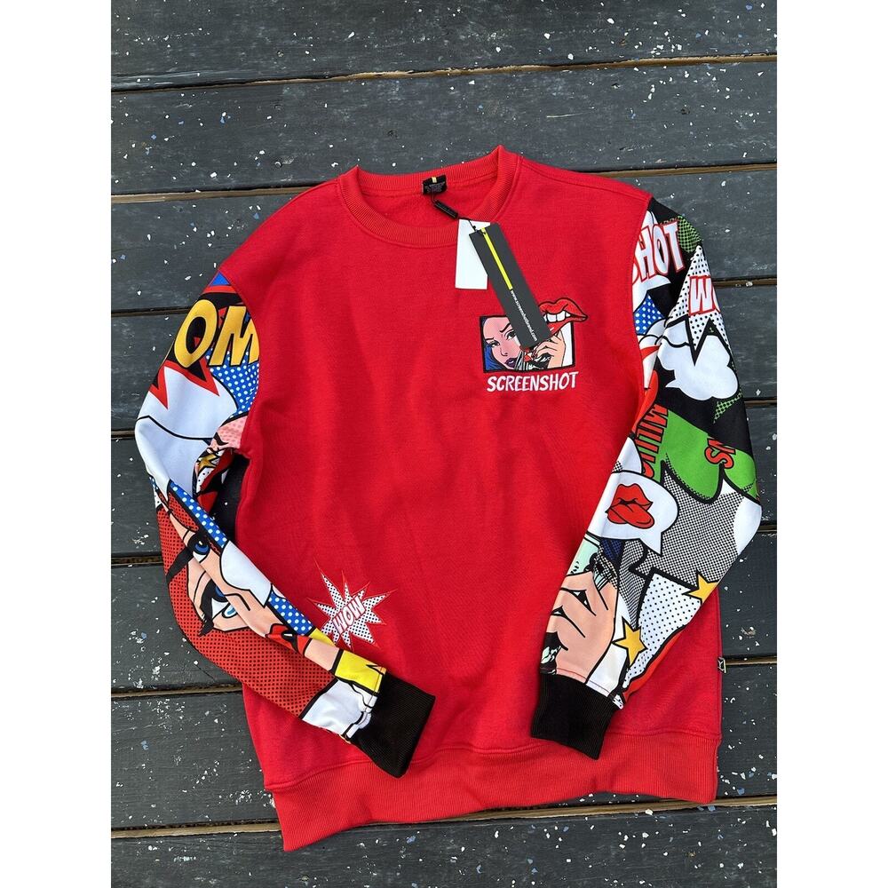Reason Brand Tee Shirt Long Sleeve Pop Art Cartoon Printed Graphic Size L